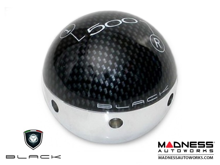 FIAT 500 Gear Shift Knob Carbon Fiber Top w/ Chrome Base